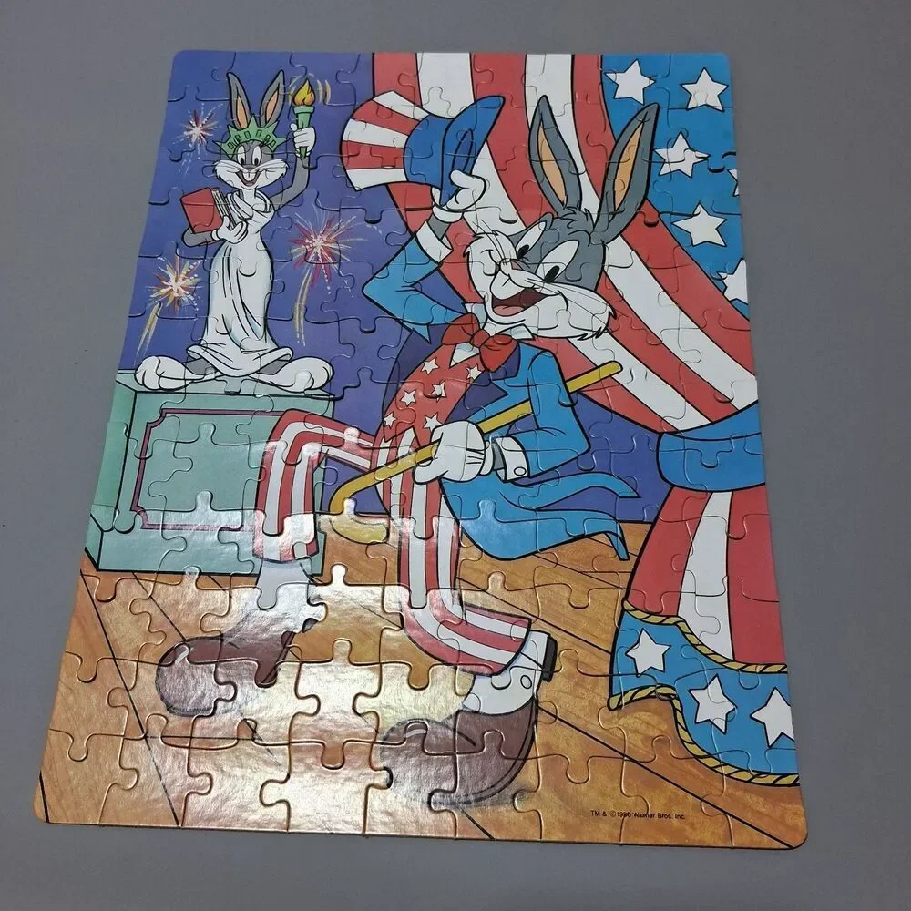 Golden Bugs Bunny Puzzle 100 Piece Looney Tunes Patriotic 1990 Complete